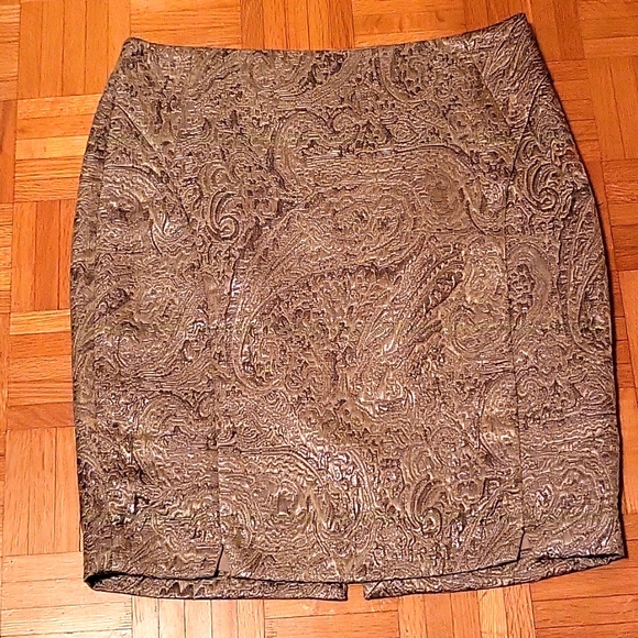 Gold Brocade Pencil Skirt, The Limited, 14 - Picture 11 of 14